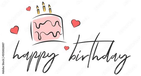 Happy Birthday Handwritten Text Lettering On White Background Stock