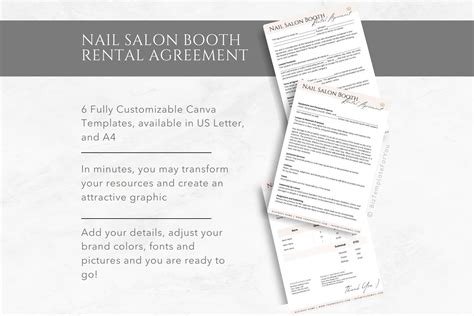 Editable Nail Salon Booth Rental Agreement Professional Booth Contract