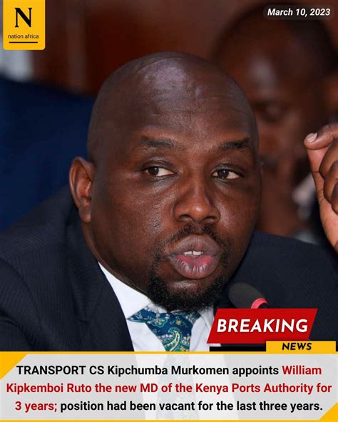 Nation Africa On Twitter Cs Murkomen Appoints William K Ruto As Kpa