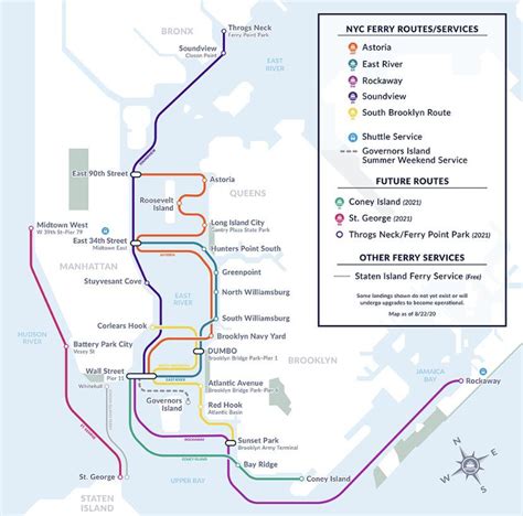 NYC ferry map. It also includes the upcoming routes. : r/Ferrynyc