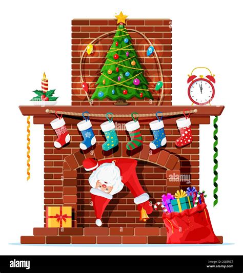 Santa Claus Stuck In Chimney Stock Vector Image And Art Alamy