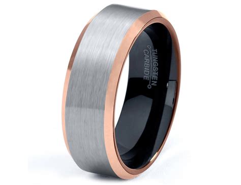 Rose Gold Wedding Band Ring Tungsten Carbide 8mm By Tflavors