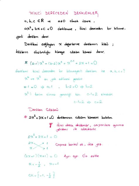 Solution Ayt Matematik Ikinci Dereceden Denklemler Konu Anlatimi