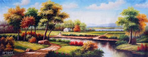 Riverbank Landscape | Art Paintings for Sale, Online Gallery