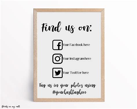 Social Media Sign Business Find Us On Facebook Instagram Etsy UK