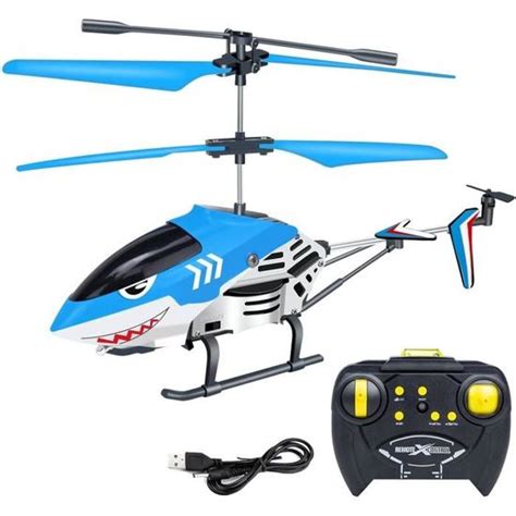 Hélicoptère Télécommandé Requin Bleu 2 4 GHz pour Enfants Jouet RC 3