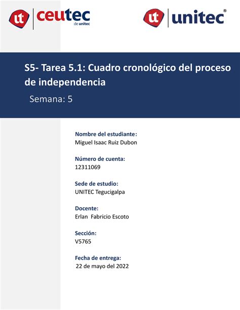 Tarea Cuadro Cronol Gico Del Proceso De Independencia Nombre Del