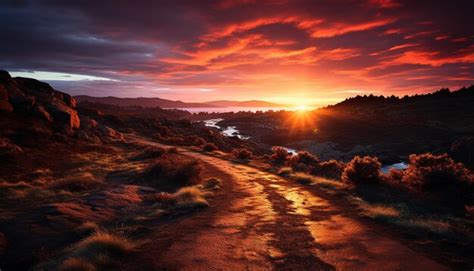 Premium Photo Majestic Mountain Peak Glows In Backlit Sunset Nature