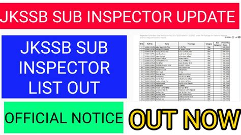 JKSSB SUB INSPECTOR SELECTION LIST RELEASED BIG UPDATE OFFICIAL