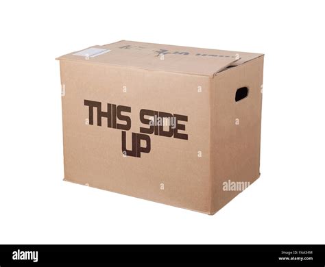 Closed cardboard box, isolated on a white background, this side up Stock Photo - Alamy