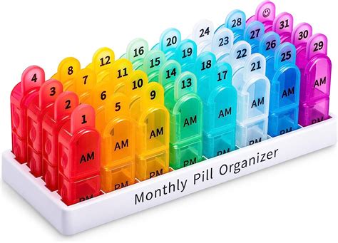 Monthly Pill Organizer 2 Times a Day, 30 Day Pill Organizer AM PM ...