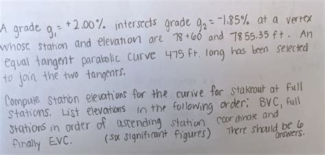 Solved Station Elevations For Bvc Full Stations In Between And