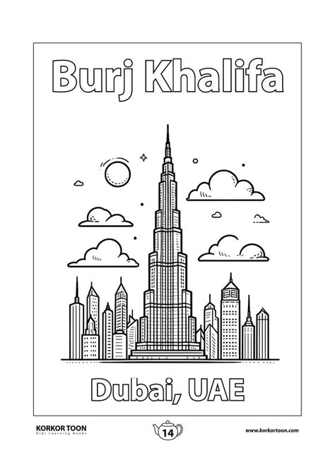 Free Printable Amazing Landmarks Coloring Book Burj Khalifa