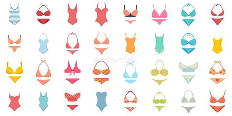 Retro Bikini Icons Isolated White Stock Illustrations Retro Bikini Icons Isolated White