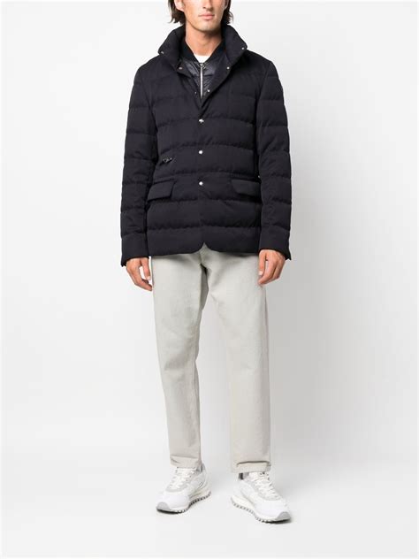 Moncler Feather Down Padded Jacket Blue FARFETCH AO