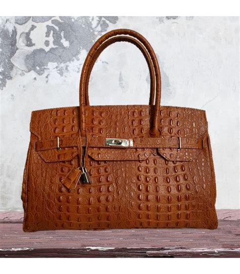 Ostrich Pattern Birkin Inspired Handbag Nkd Naked Italian Bags