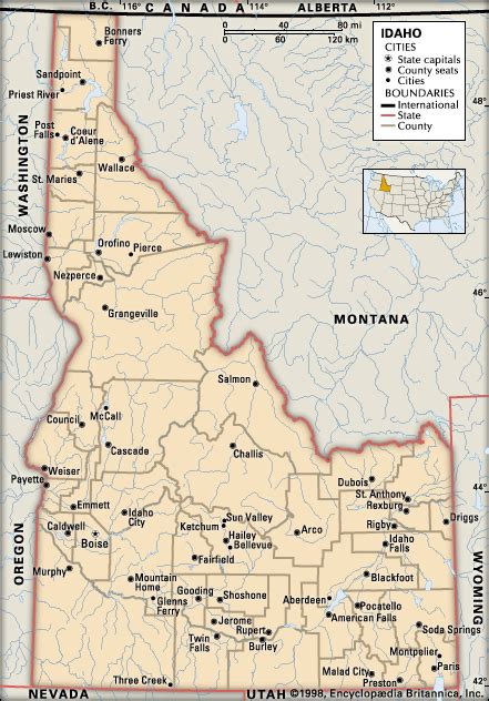 Idaho State Map With Cities images