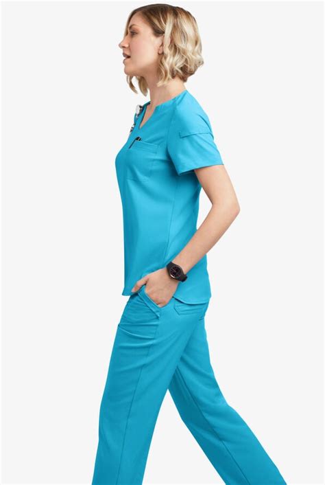 Easy Stretch 1 Pocket Scallop Neck Scrub Top Fashion Scrubs