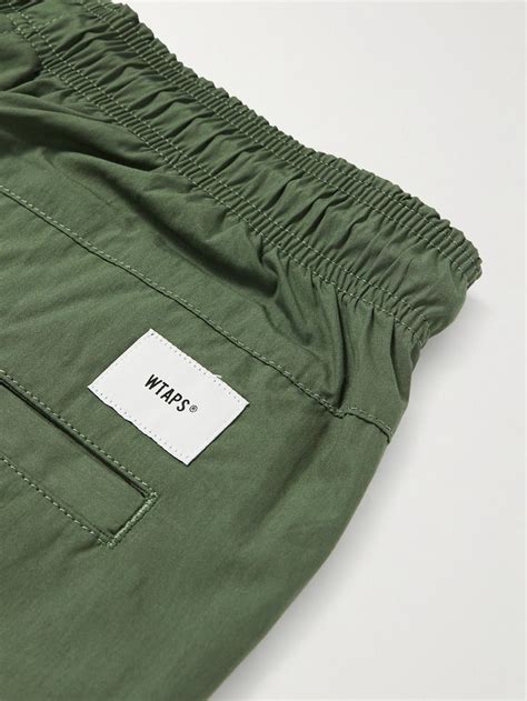 WTAPS Straight Leg Grosgrain Trimmed Cotton Blend Shell Sweatpants For