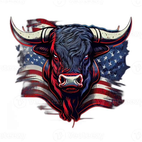 American Patriot Bull Cow Buffalo Artwork Illustration Vector Graphic America Patriotism