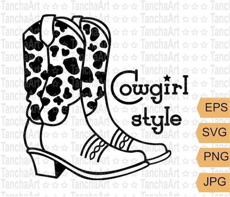 Cowgirl Boots Svg File Cow Decorated Country Wedding Svg Etsy