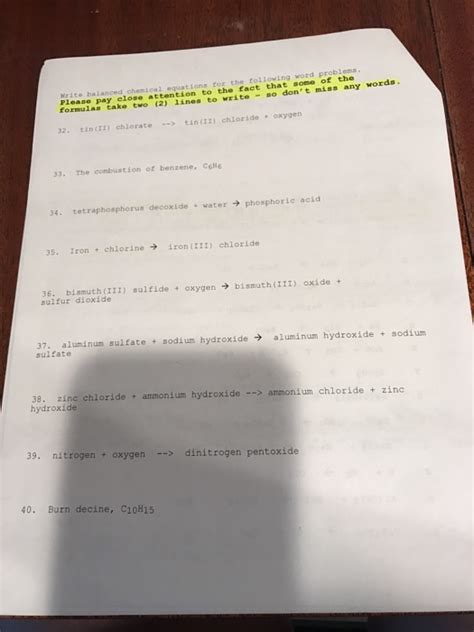 Writing Chemical Equations Word Problems Tessshebaylo