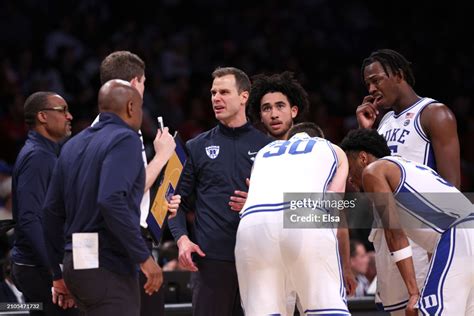 Head Coach Jon Scheyer Of The Duke Blue Devils Talks To His Team News Photo Getty Images