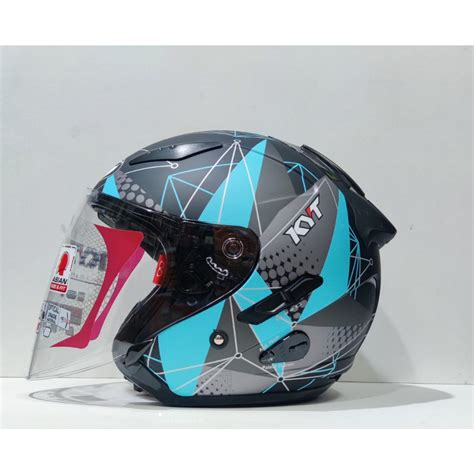 Jual Kyt Galaxy Flat R Motif Matrix Black Doft Aqua Blue Helm Original