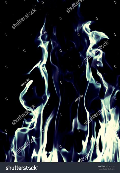 Blue Flame Fire On Black Background Stock Photo 187101959 Shutterstock