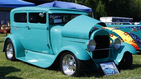 Teal Hot Rod Car At A Car Show Stock Image Image Of Teal Fancy 1106489