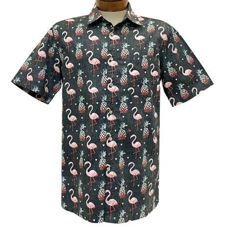 Mens R Options Aloha Short Sleeve Reverse Print Flamingos Retro