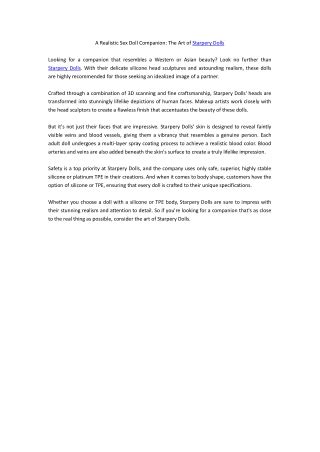 PPT A Realistic Sex Doll Companion The Art Of Starpery Doll PowerPoint Presentation ID