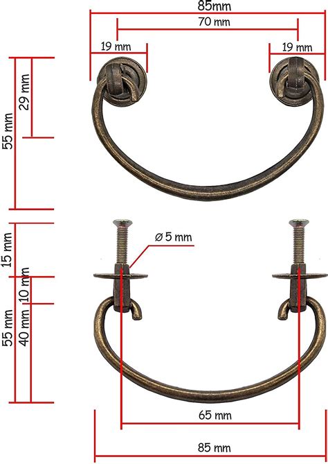 Set med 2 fällbara antika möbelhandtag lådhandtag skåphandtag