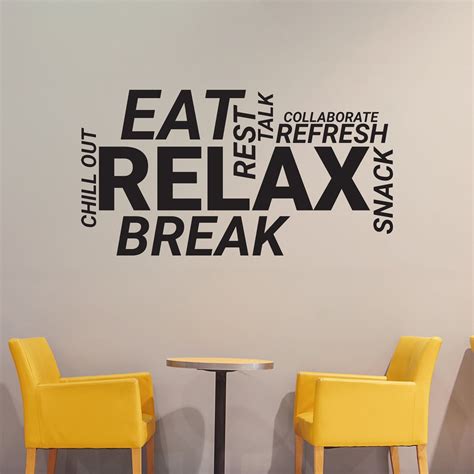 Break Room Vinyl Wall Decal Office Room Art Creative Idea Breakroom Teamwork Decor Relax Window ...