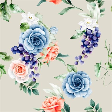 Beau motif floral à l aquarelle sans couture Vecteur Gratuite