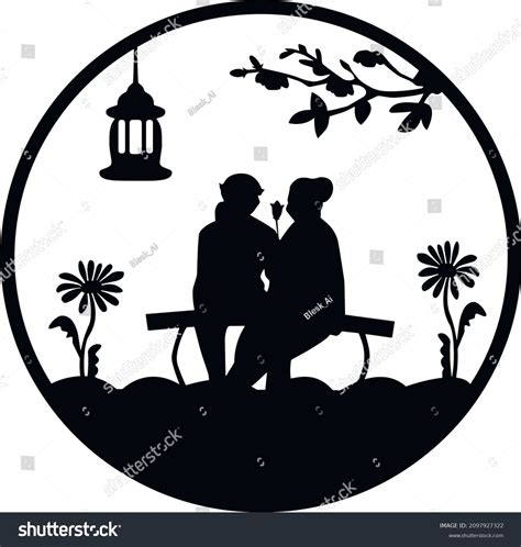 Silhouette Old Couple Back View Sit Stock Vector (Royalty Free ...