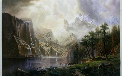 Among The Sierra Nevada Mountains California Albert Bierstadt Hand