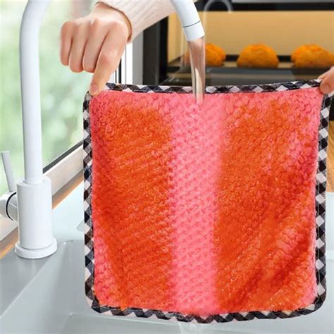 5pcs Non Stick Oil Table Cleaning Cloth Random Colors Microfiber Towel Rag Dish Towel Cloth Home