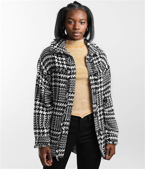 Hyfve Houndstooth Shacket Womens Coatsjackets In Black Buckle