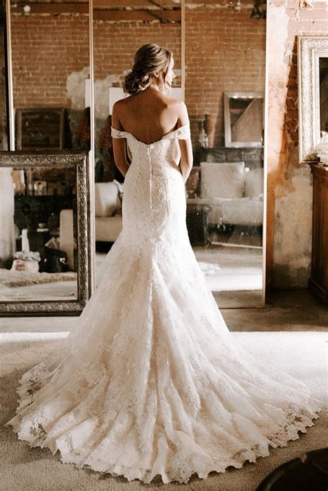 Fitandflare Lace Bride Wedding Gown Off The Shoulder Loveangeldress