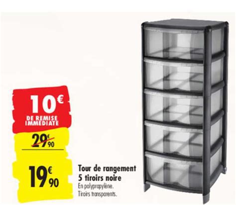 Promo Tour De Rangement Tiroirs Noire Chez Carrefour Icatalogue Fr