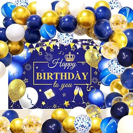 Amazon YinQin 63 PCS Navy Blue Gold Happy Birthday Party Balloons