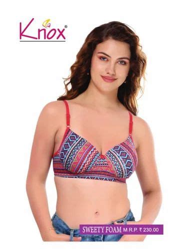 Cotton Padded Knox Ladies Sweety Foam Printed Bra Multicolor Size