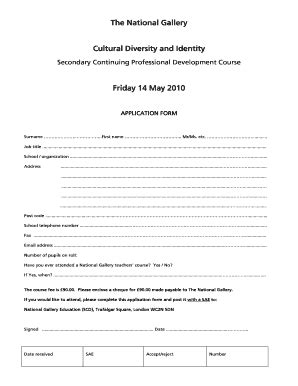 Fillable Online Nationalgallery Org Cpd Application Form Cultural