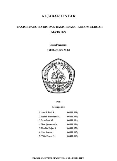 Basis Ruang Baris Dan Basis Ruang Kolom Sebuah Matriks