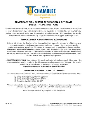 Fillable Online TEMPORARY SIGN PERMIT APPLICATION AFFIDAVIT Fax