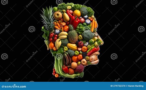 Human Head Made Of Fruits And Vegetables Stock Illustration