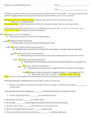 Coordinating Conjunction 20 Examples Rules List Pdf