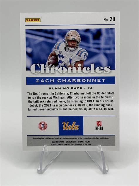 Zach Charbonnet 2023 Panini Chronicles Draft Picks Blue 99 Rookie RC