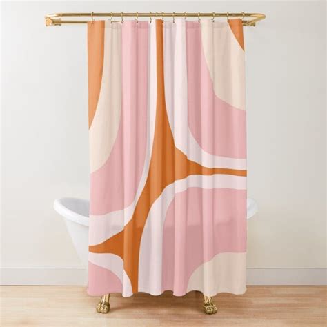 Retro Groove Pink And Orange Minimalist Abstract Shower Curtain By